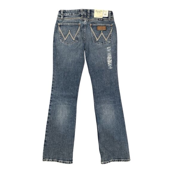 Wrangler Retro Sadie Bootcut Jeans Sz 25 32L Low Rise Blue Denim Embroidered New - Picture 2 of 11